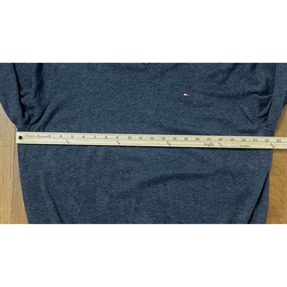 NWT Tommy Hilfiger Mens V-Neck Sweater XL Charcoal 100% Cotton Classic Preppy - Picture 3 of 6